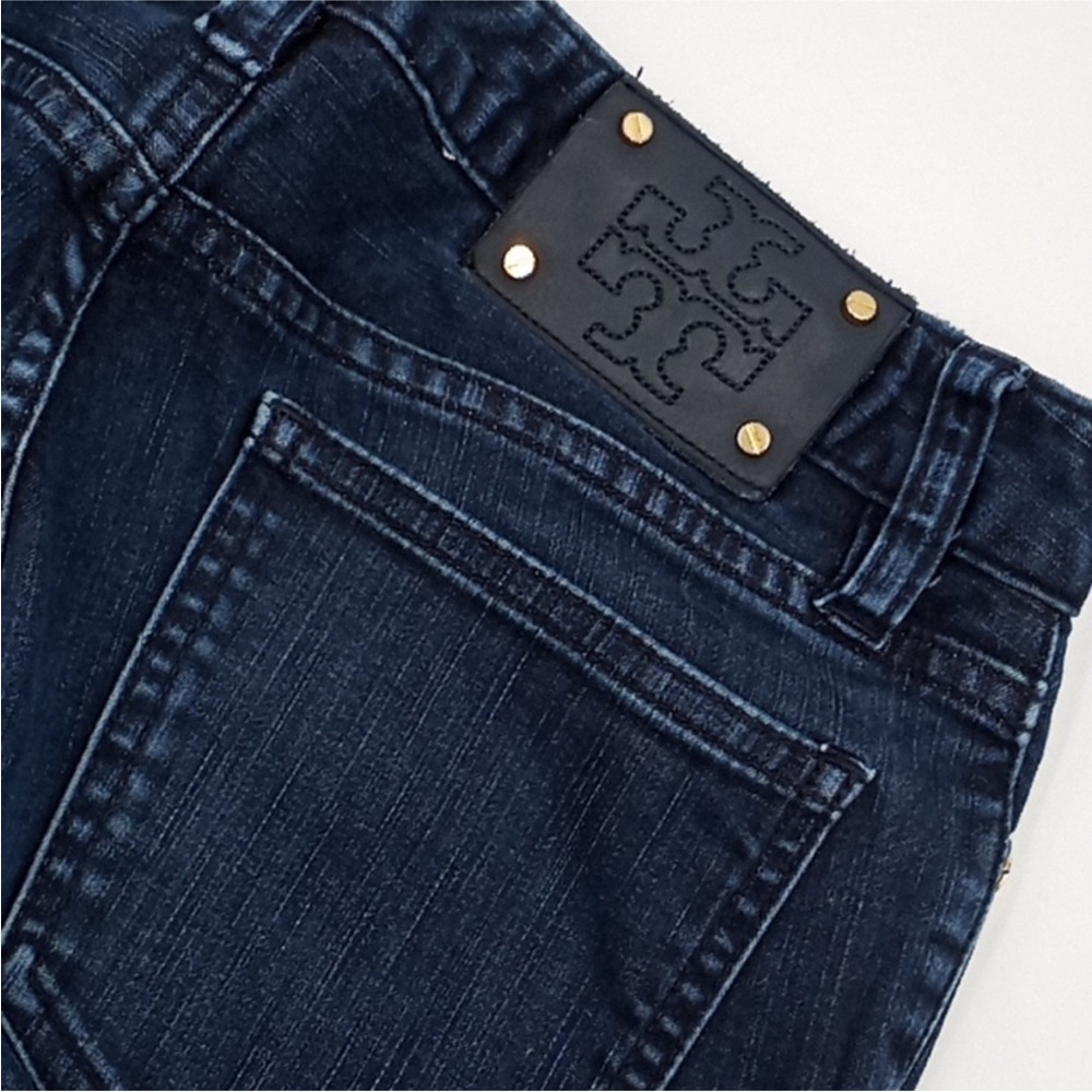 Tory Burch Denim Legging Jegging Frayed Ends Dark Wash 26